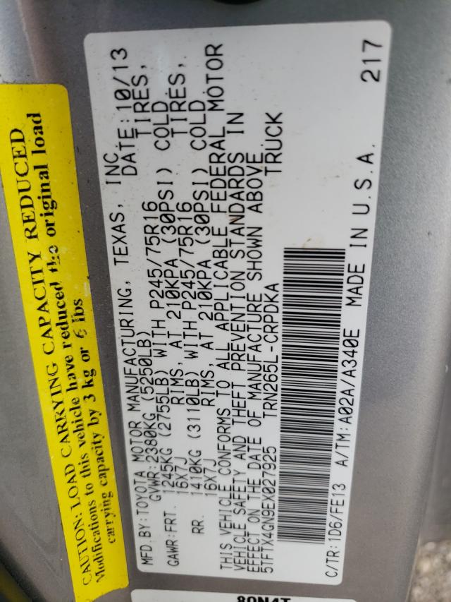 2014 TOYOTA TACOMA PRE 5TFTX4GN9EX027925