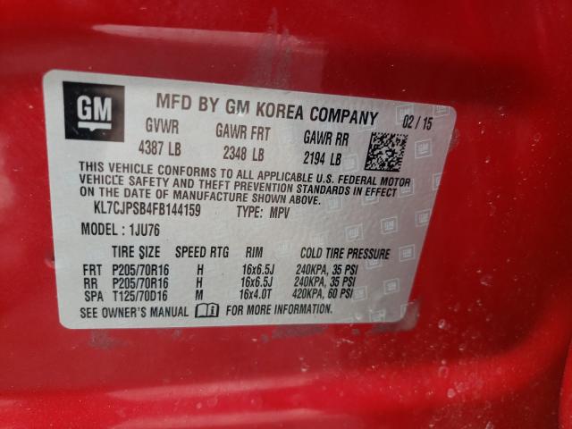 2015 CHEVROLET TRAX 1LS KL7CJPSB4FB144159