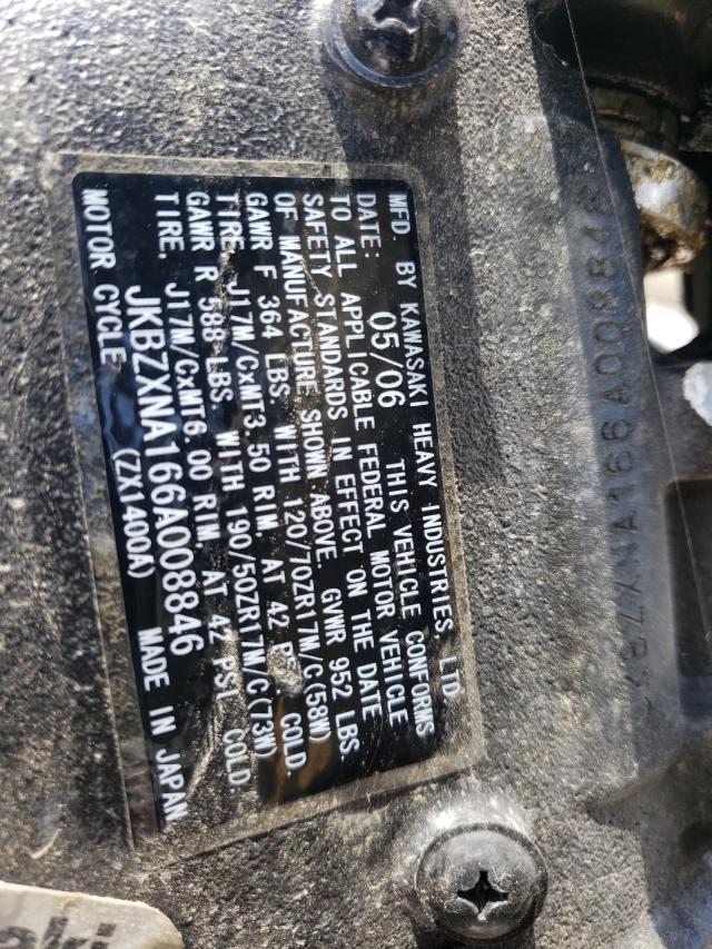 2006 KAWASAKI ZX1400 A JKBZXNA166A008846