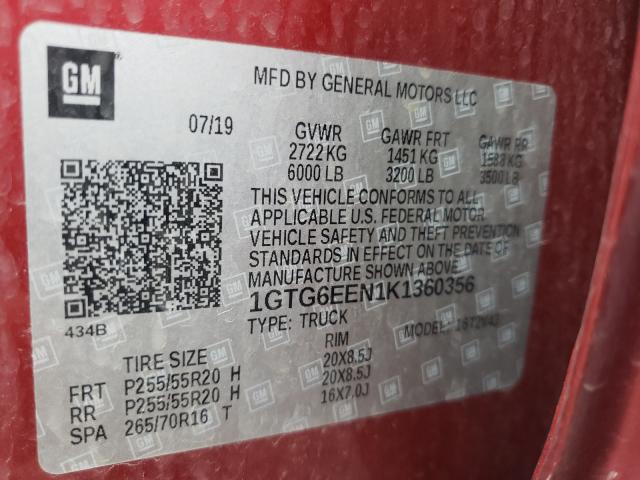 2019 GMC CANYON DEN 1GTG6EEN1K1360356