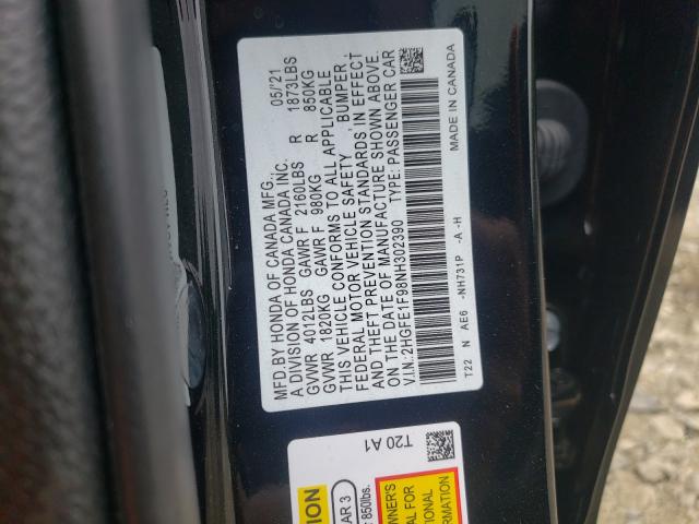 2022 HONDA CIVIC TOUR 2HGFE1F98NH302390