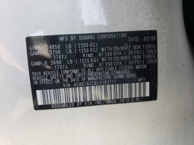 2020 SUBARU OUTBACK PR 4S4BTACC6L3193717