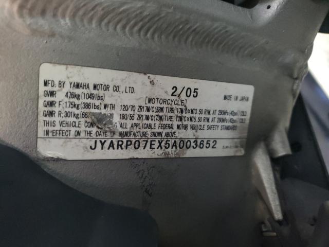 2005 YAMAHA FJR1300 JYARP07EX5A003652
