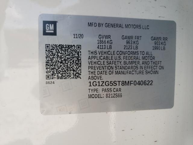 2021 CHEVROLET MALIBU RS 1G1ZG5ST8MF040622