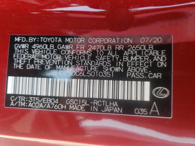 2020 LEXUS RC 350 F-S JTHGZ5DC6L5010351