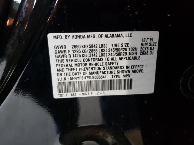 2020 HONDA PILOT BLAC 5FNYF6H79LB036541