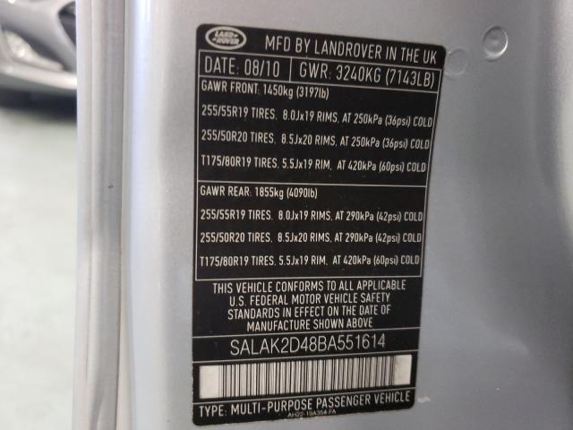 2011 LAND ROVER LR4 HSE LU SALAK2D48BA551614