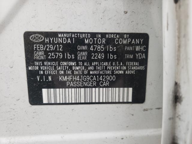 2012 HYUNDAI AZERA GLS KMHFH4JG9CA142900