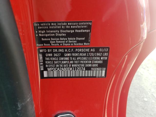 2013 PORSCHE BOXSTER WP0CA2A80DK112074