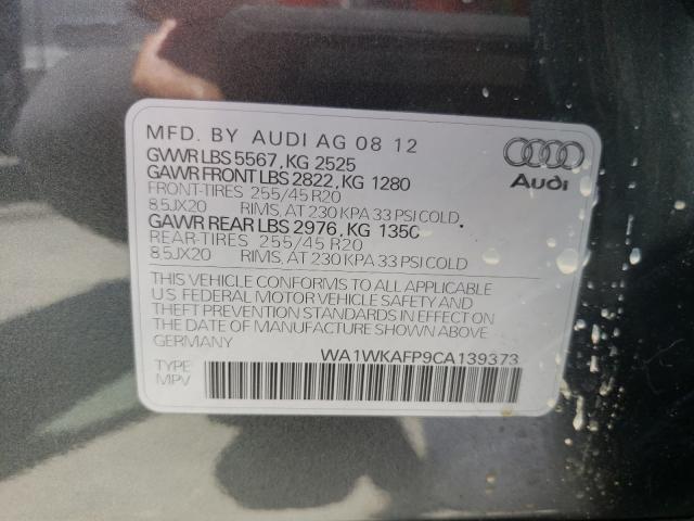 2012 AUDI Q5 PRESTIG WA1WKAFP9CA139373