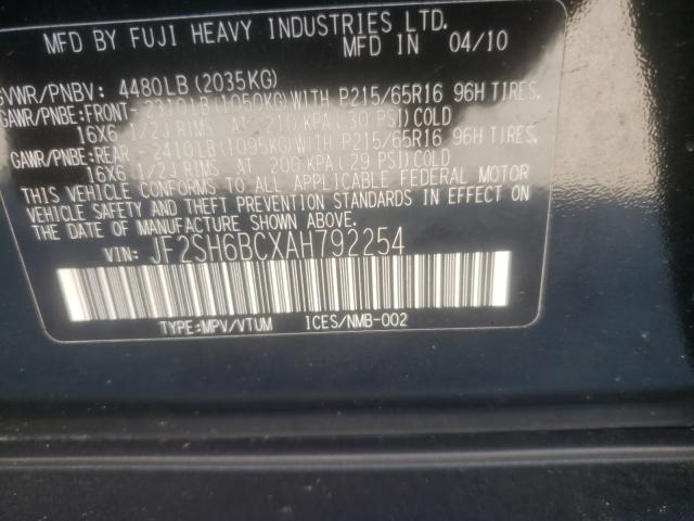 2010 SUBARU FORESTER X JF2SH6BCXAH792254