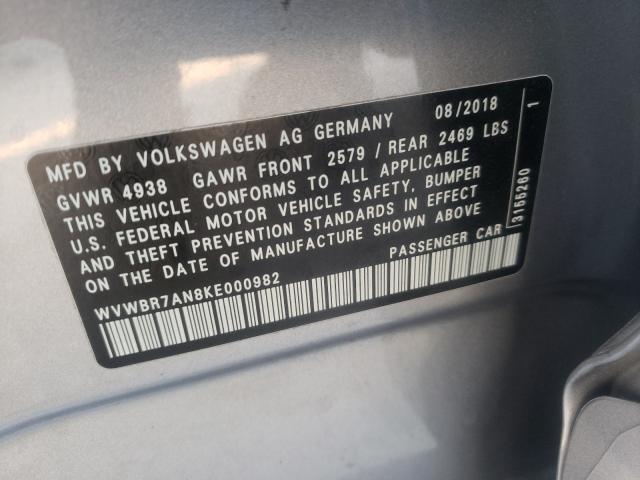 2019 VOLKSWAGEN ARTEON SE WVWBR7AN8KE000982