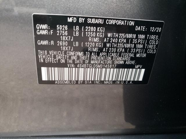 2021 SUBARU OUTBACK ON 4S4BTGLD5M3145817