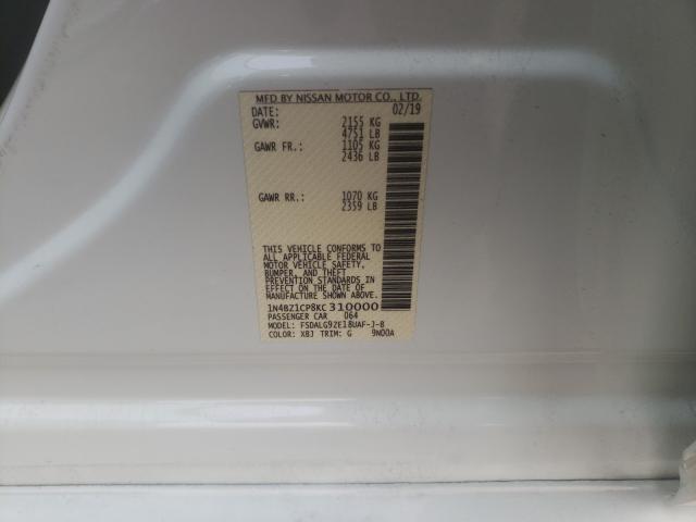 2019 NISSAN LEAF S PLU 1N4BZ1CP8KC310000