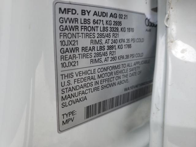 2021 AUDI Q8 PREMIUM WA1EVAF16MD029007