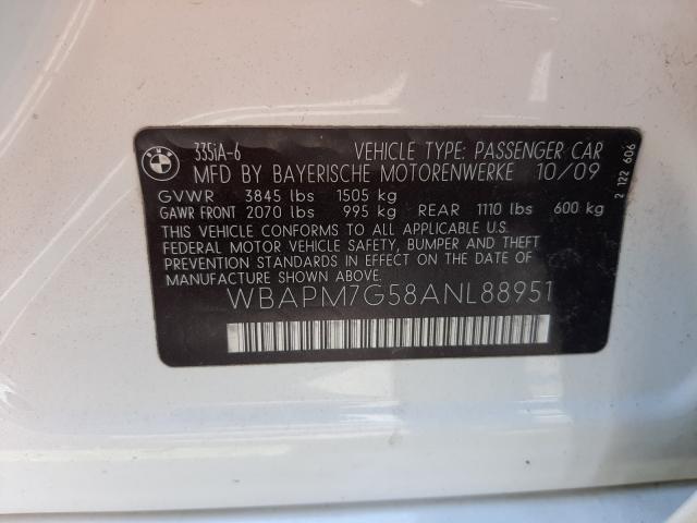 2010 BMW 3 SERIES WBAPM7G58ANL88951
