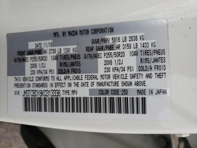 JM3TCBDY8K0313338 Mazda CX-9 2019. Фото: 9