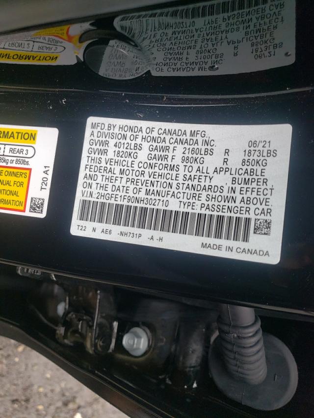 2022 HONDA CIVIC TOUR 2HGFE1F90NH302710