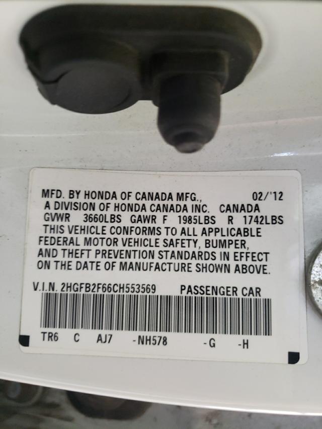 2012 HONDA CIVIC HF 2HGFB2F66CH553569