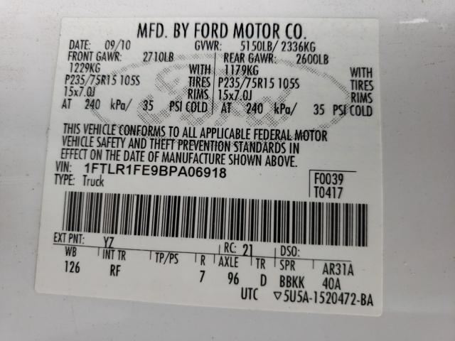 2011 FORD RANGER SUP 1FTLR1FE9BPA06918