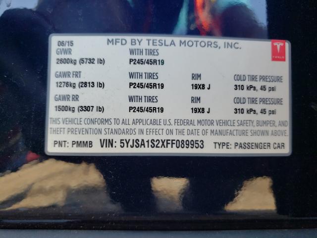 2015 TESLA MODEL S 70 5YJSA1S2XFF089953
