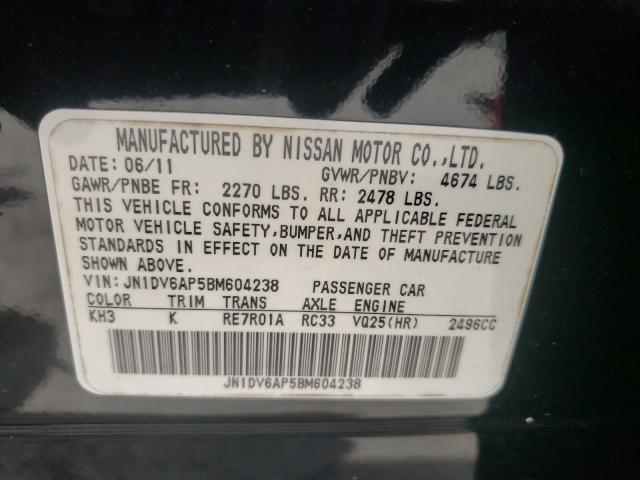 2011 INFINITI G25 BASE JN1DV6AP5BM604238