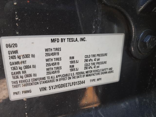 2020 TESLA MODEL Y 5YJYGDEE7LF013344