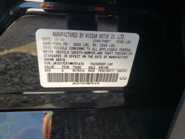 2021 INFINITI Q50 SENSOR JN1EV7CR1MM751474