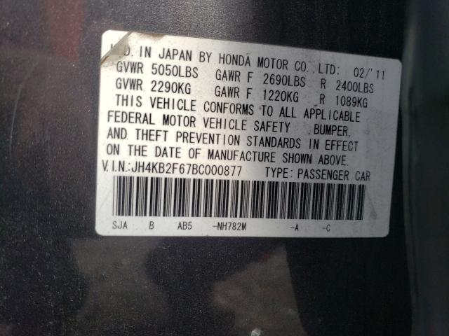 2011 ACURA RL JH4KB2F67BC000877