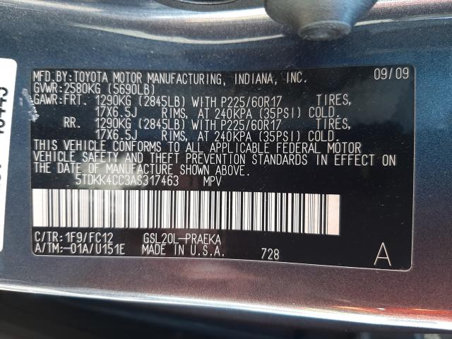 2010 TOYOTA SIENNA CE 5TDKK4CC3AS317463
