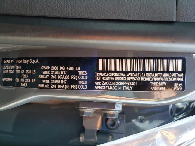 2017 JEEP RENEGADE T ZACCJBCB3HPE47401