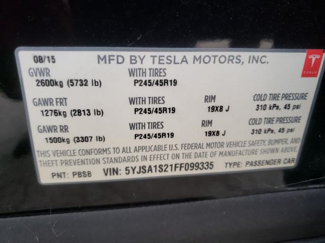 2015 TESLA MODEL S 70 5YJSA1S21FF099335