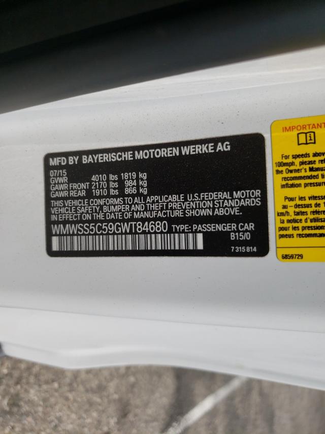 2016 MINI COOPER S P WMWSS5C59GWT84680