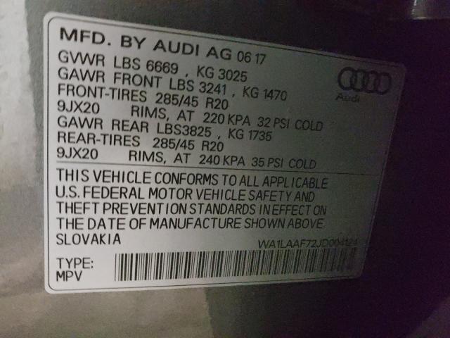 VIN WA1LAAF72JD004124 2018 Audi Q7, Premium Plus no.10