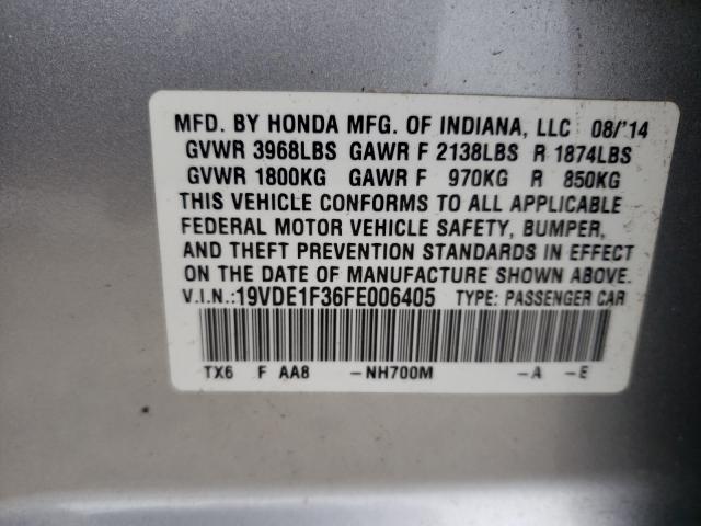 2015 ACURA ILX 20 19VDE1F36FE006405