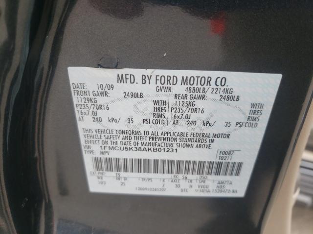 2010 FORD ESCAPE HYB 1FMCU5K38AKB01231
