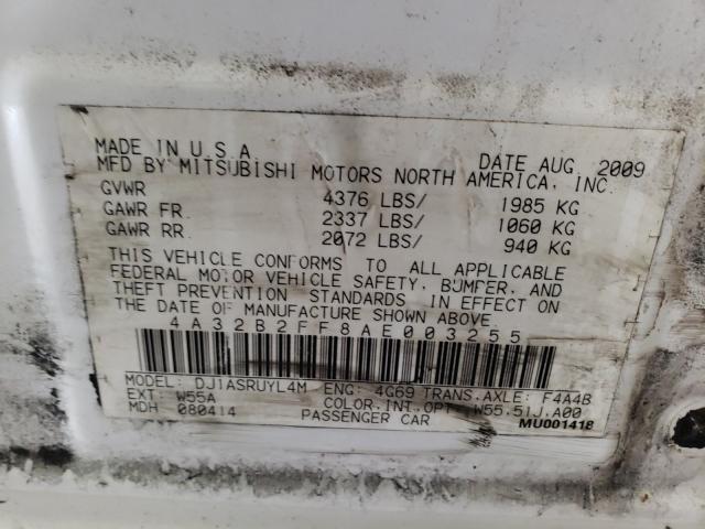 2010 MITSUBISHI GALANT FE 4A32B2FF8AE003255