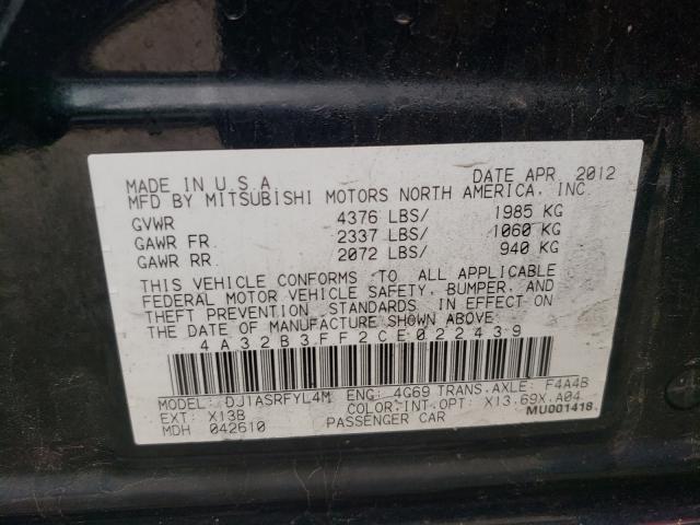 2012 MITSUBISHI GALANT ES 4A32B3FF2CE022439