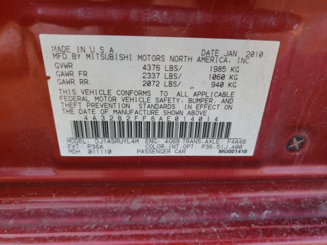 2010 MITSUBISHI GALANT FE 4A32B2FF8AE014014