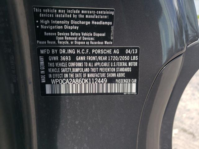2013 PORSCHE BOXSTER WP0CA2A86DK112449