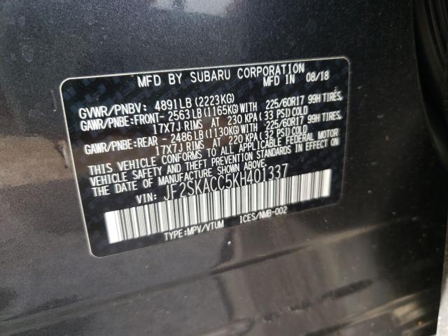 2019 SUBARU FORESTER JF2SKACC5KH401337