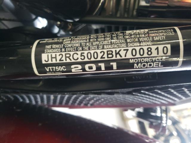2011 HONDA VT750 C JH2RC5002BK700810