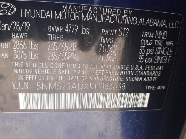 2019 HYUNDAI SANTA FE S - 5NMS23ADXKH083638