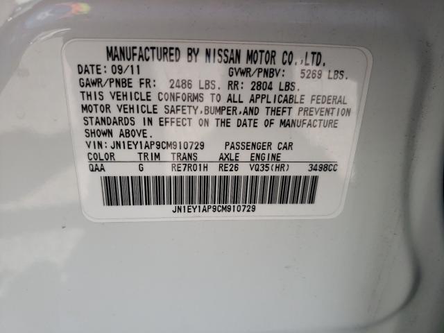 2012 INFINITI M35H JN1EY1AP9CM910729