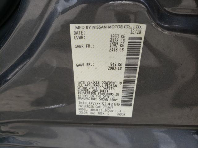 2019 NISSAN ALTIMA PLA 1N4BL4FV2KN314299