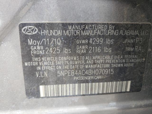 2011 HYUNDAI SONATA GLS 5NPEB4AC4BH070915