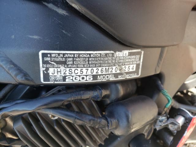 2006 HONDA CBR1000 RR JH2SC57026M206254