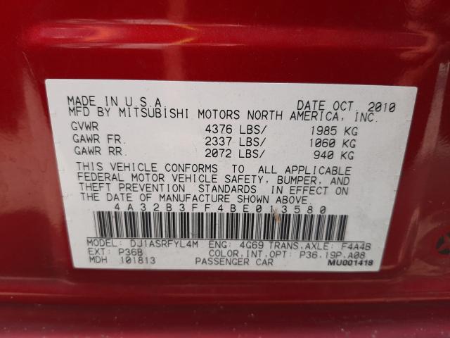2011 MITSUBISHI GALANT ES 4A32B3FF4BE013580
