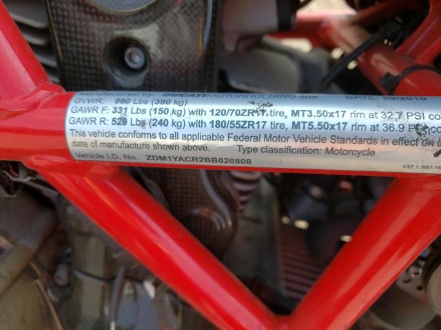 2011 DUCATI HYPERMOTAR ZDM1YACR2BB020808