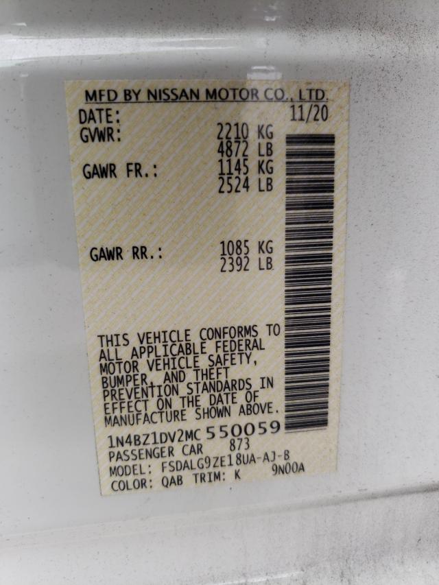 2021 NISSAN LEAF SL PL 1N4BZ1DV2MC550059